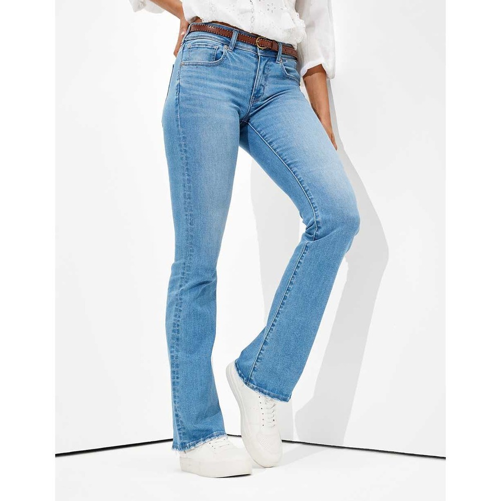 American Eagle Y2K Medium Wash Flare Mid-Rise StretchX Kickboot Denim Jeans